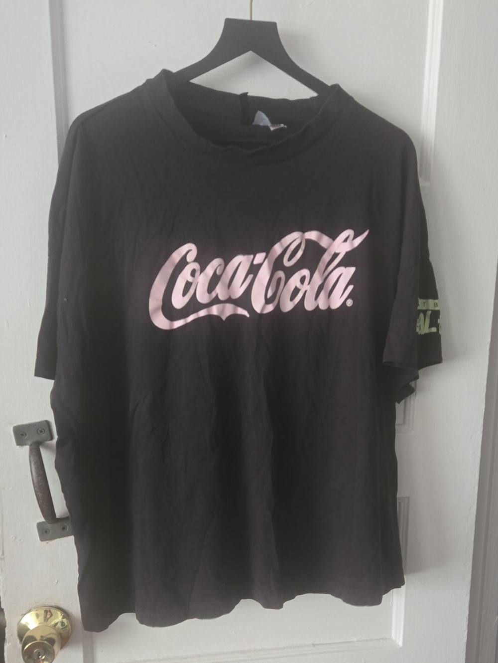 Coca Cola Black Kids Short Sleeve Tee with Pink Logo